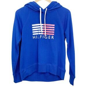 Tommy Hilfiger Blue Sweatshirt Hoodie Size Small Logo Graphic Sweater Spell Out